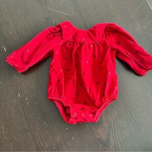 Carters Red Ribbon Patterned Bubble Romper 6m
